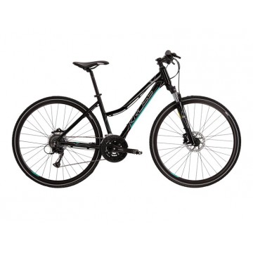 Dámsky crossový bicykel 28" KROSS EVADO 5.0, rám 17", čierno-tyrkysový